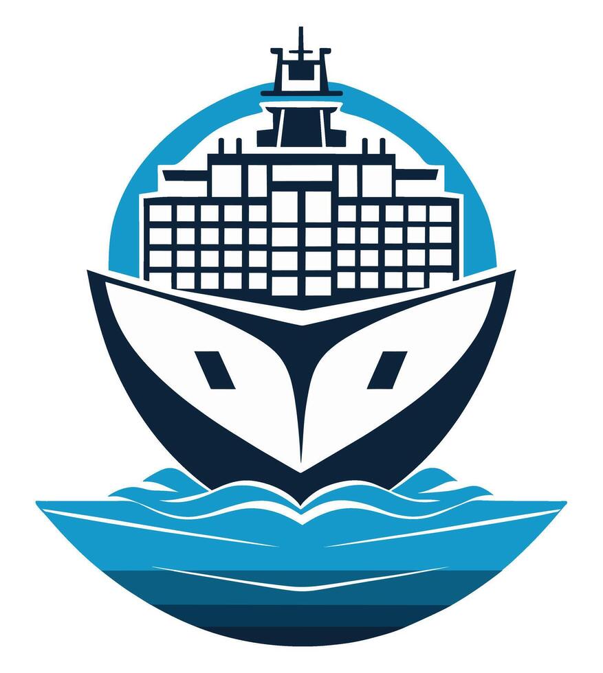 Cargo ship with containers illustration. vector