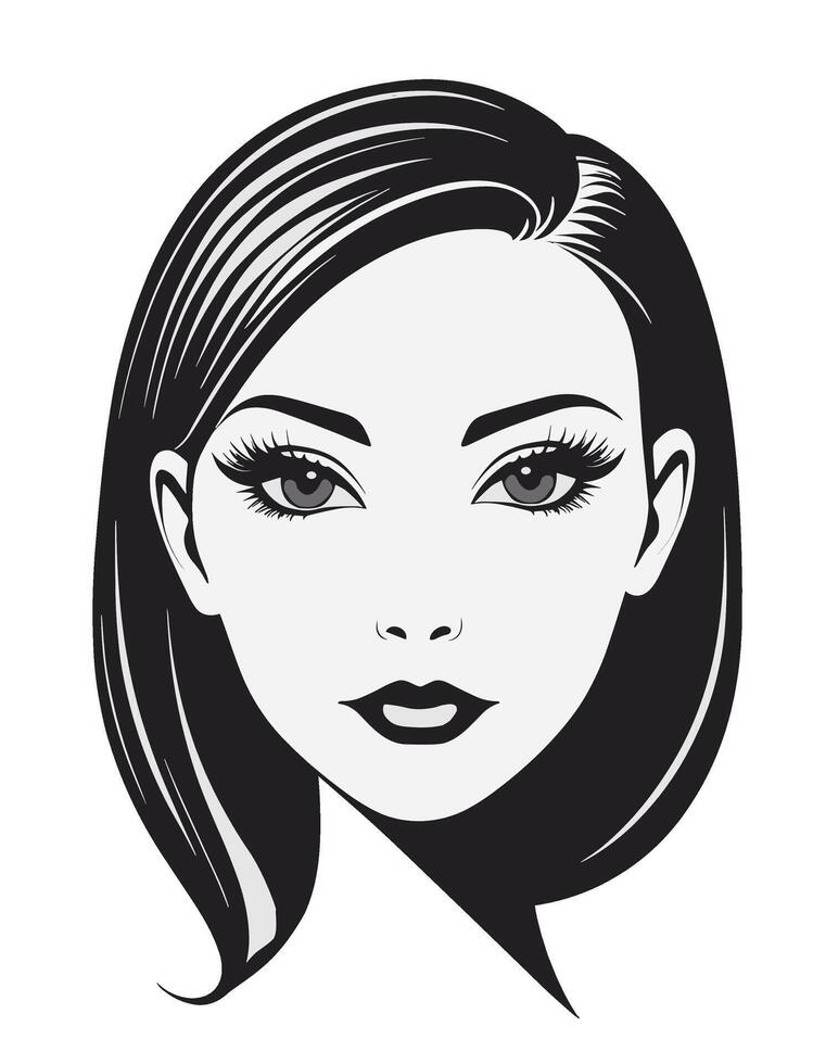 mujer con hombro longitud peinado 60s vector