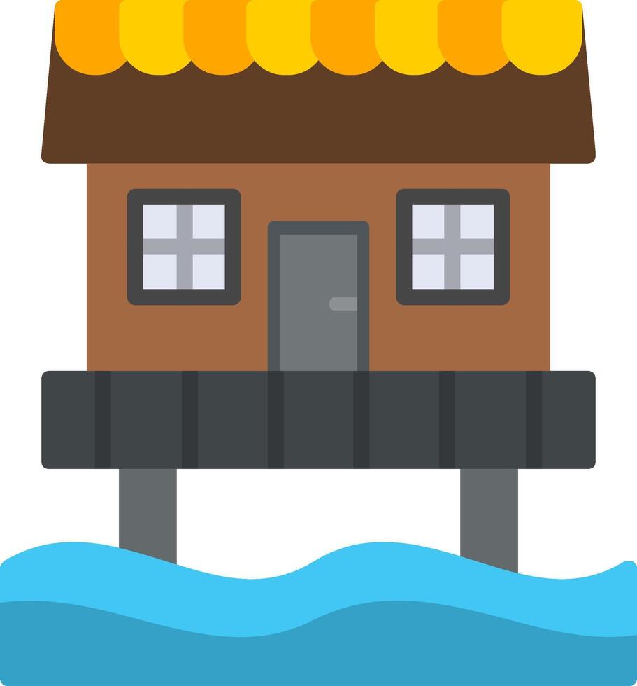 Beach Hut Flat Icon vector