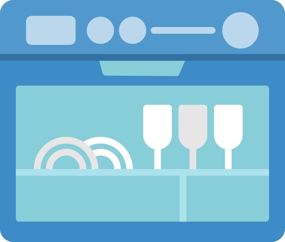 Dishwasher Flat Icon vector