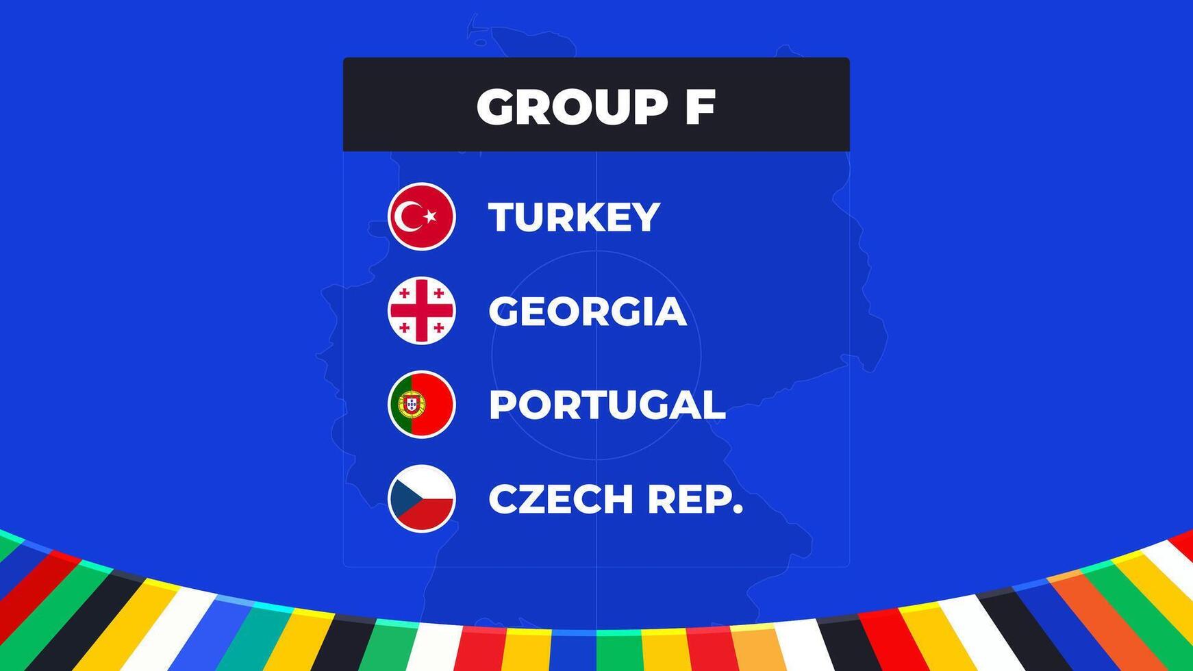 grupo F de el europeo fútbol americano torneo en Alemania 2024 grupo etapa de europeo fútbol competiciones en Alemania vector