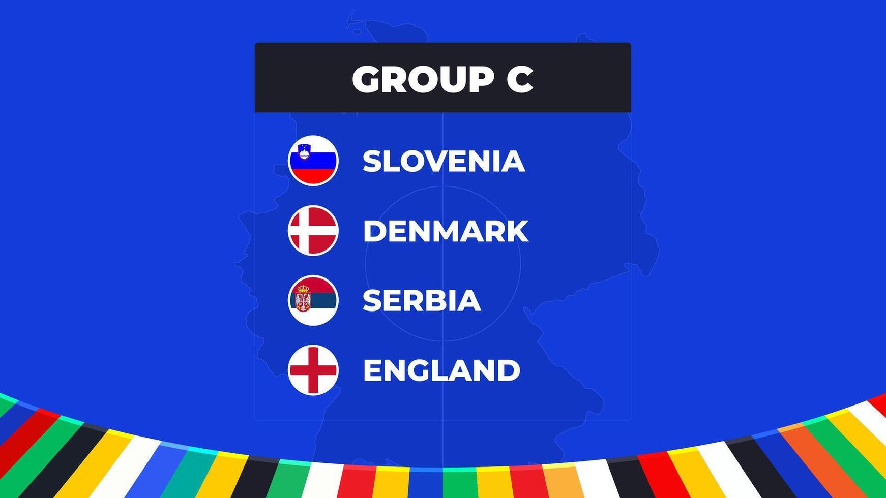 Group C of the European football tournament in Germany 2024 Group stage of European soccer competitions in Germany. vector