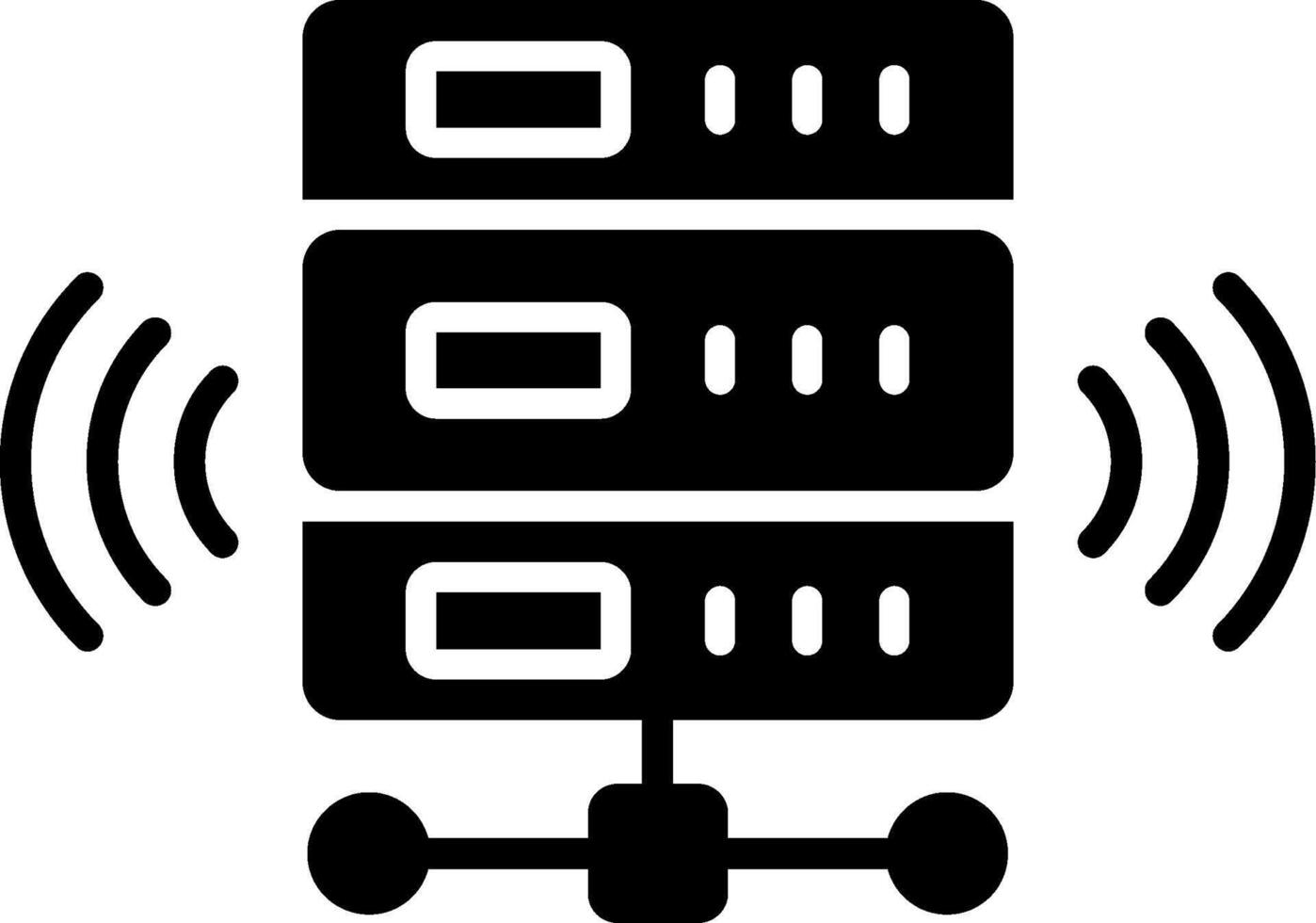 inalámbrico base de datos glifo icono vector