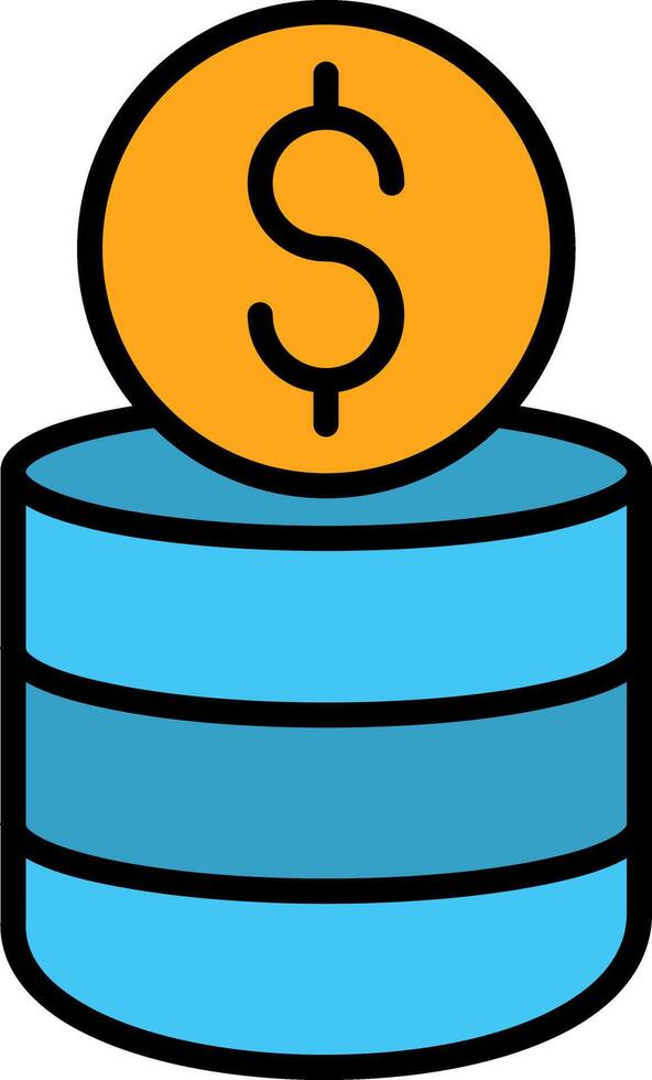 Coin Stack Line Filled Icon vector