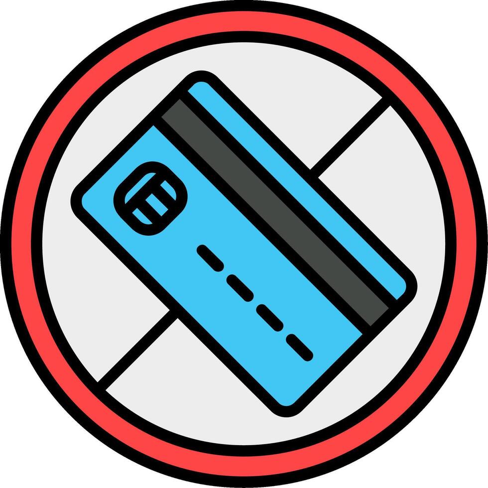 No Credit Card Line Filled Icon vector