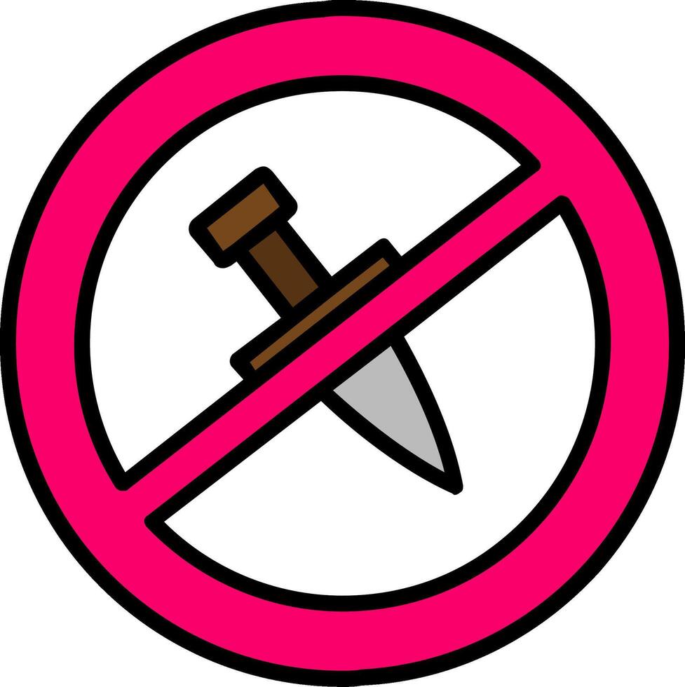 No cuchillo línea lleno icono vector