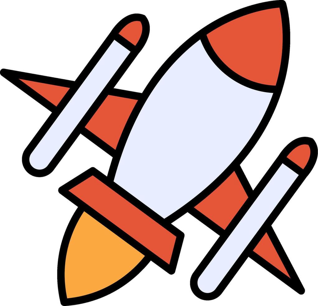 Rocket Ship Line Filled Icon vector