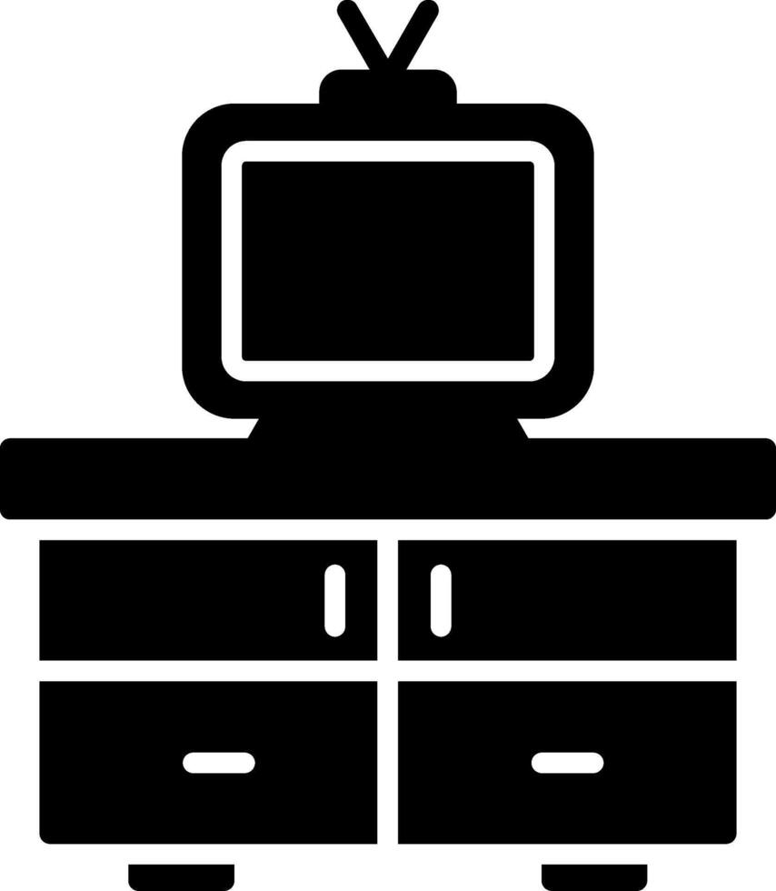 icono de glifo de mesa de tv vector