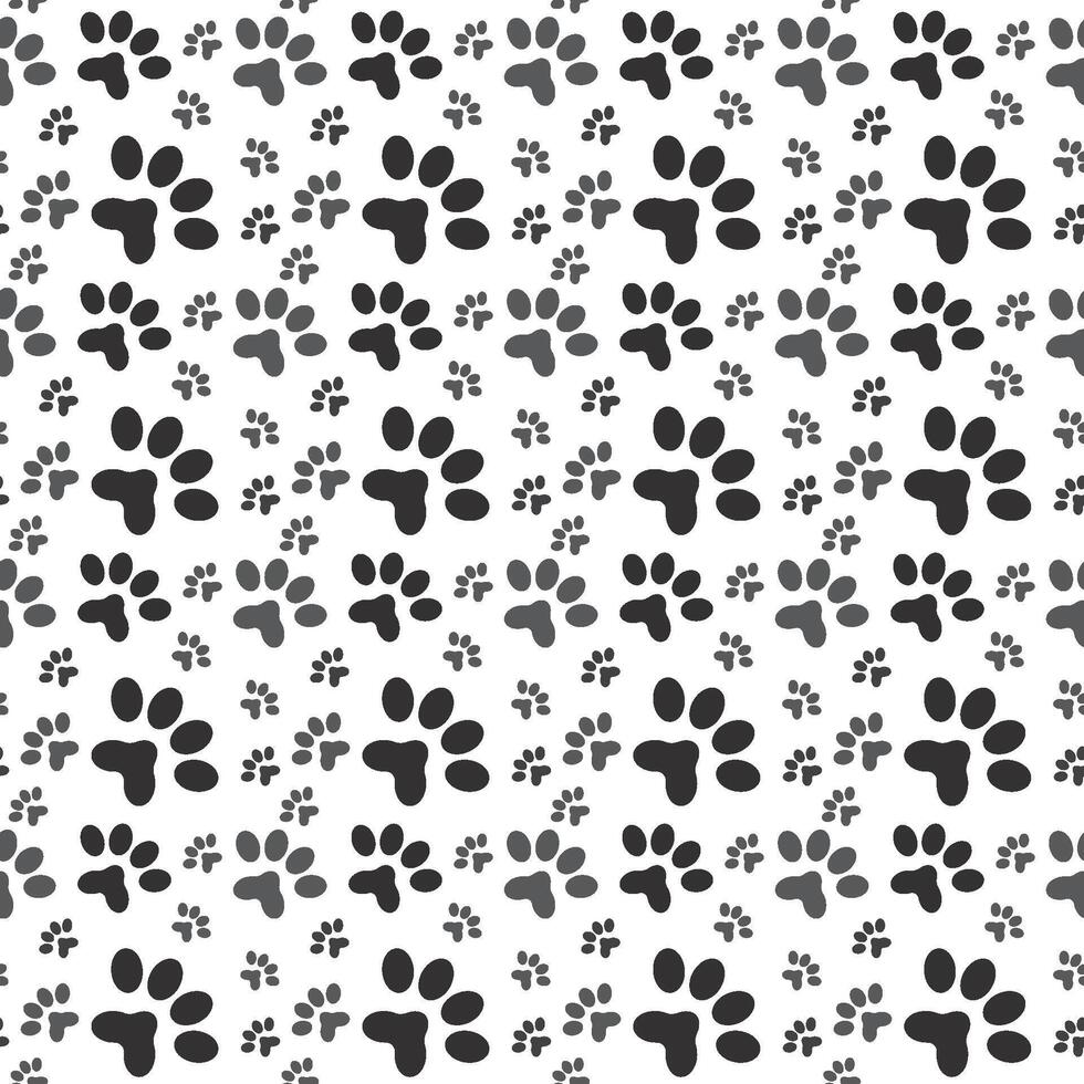 Seamless Paw Print Background, pattern animal tracks isolated on white background, cat paw icon Illustration vector