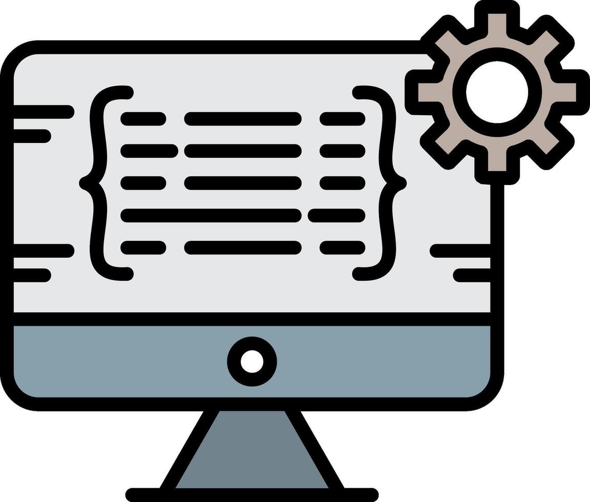 programación línea lleno icono vector