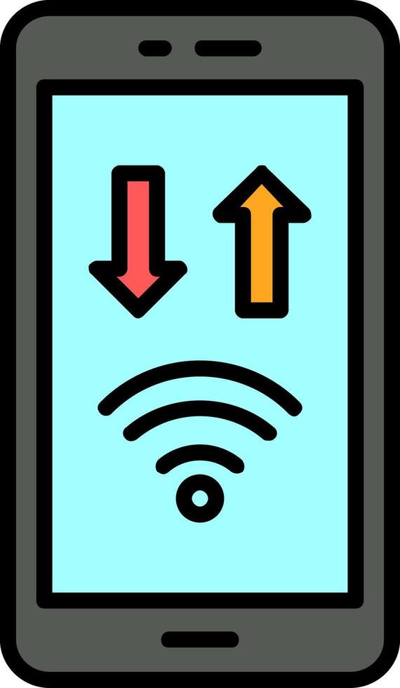 Mobile Phone Line Filled Icon vector