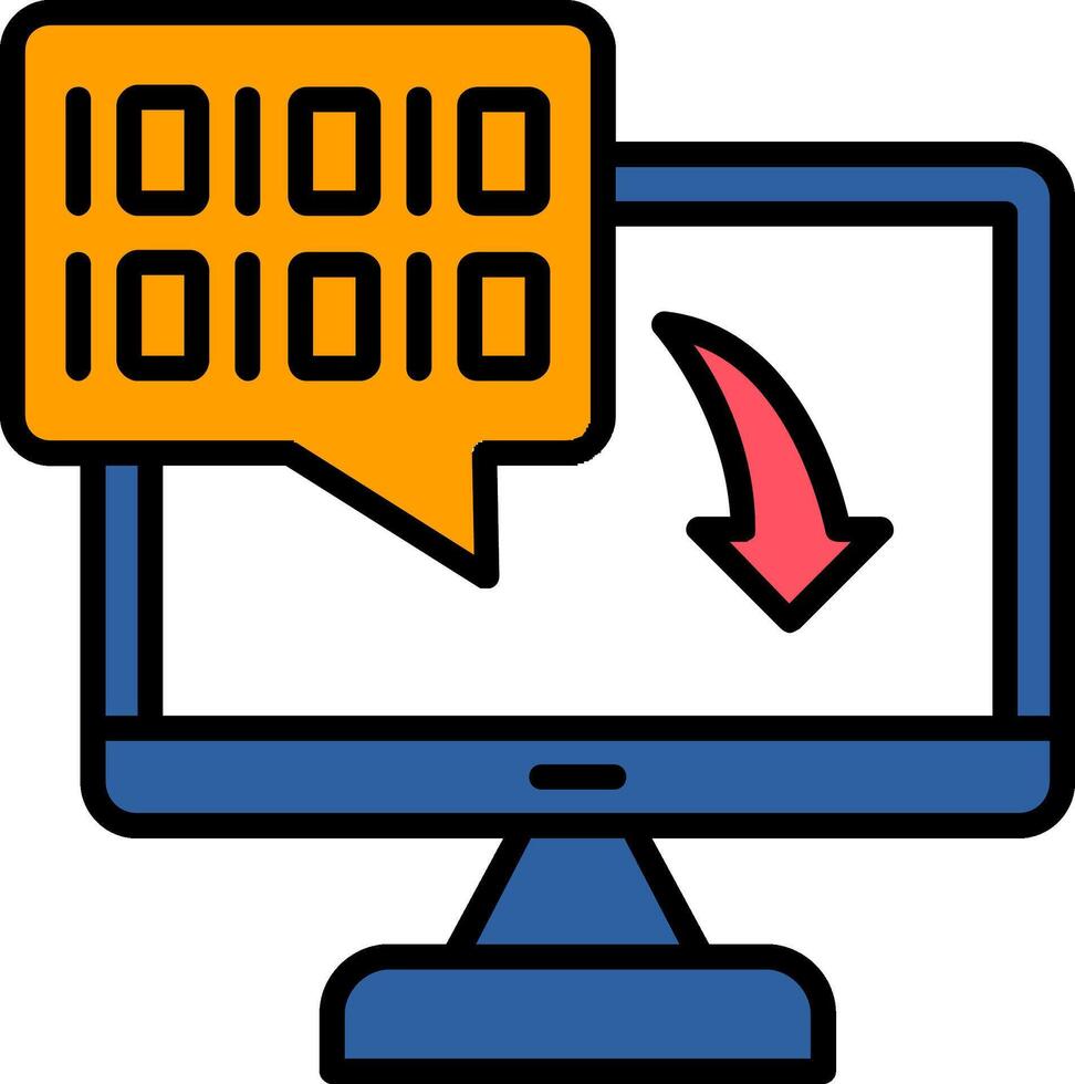 Binary Code Line Filled Icon vector