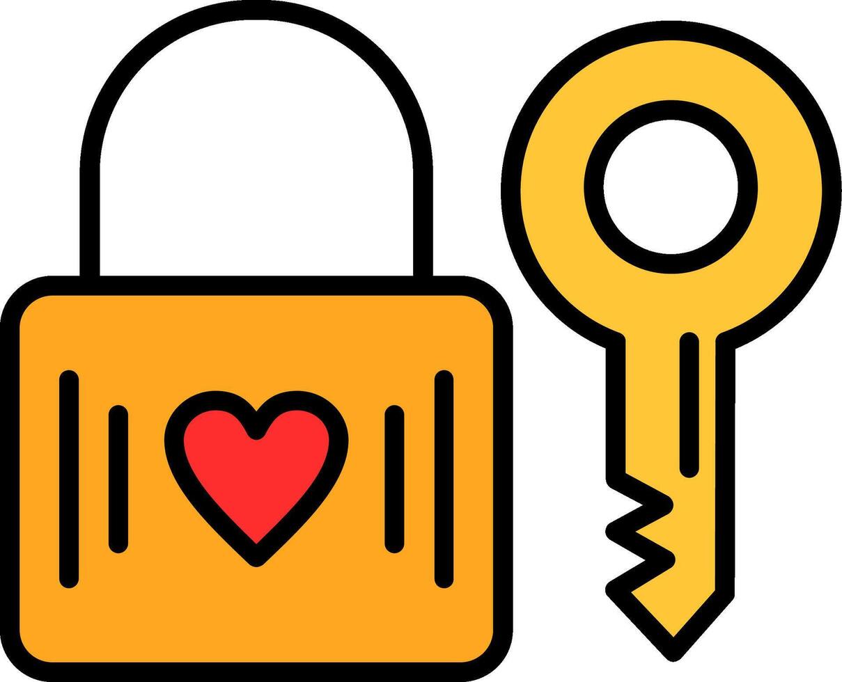 Heart Lock Line Filled Icon vector