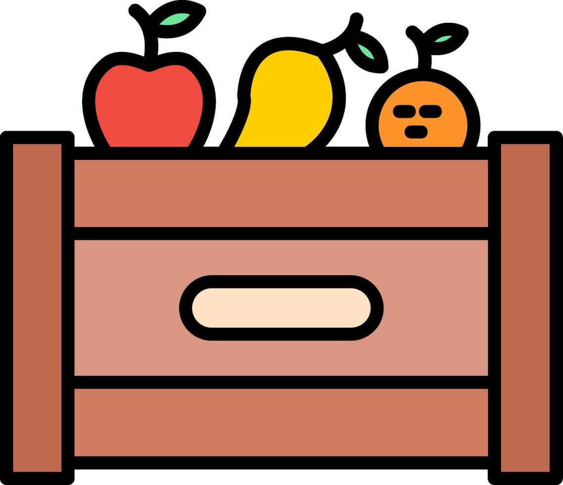 Fruta caja línea lleno icono vector