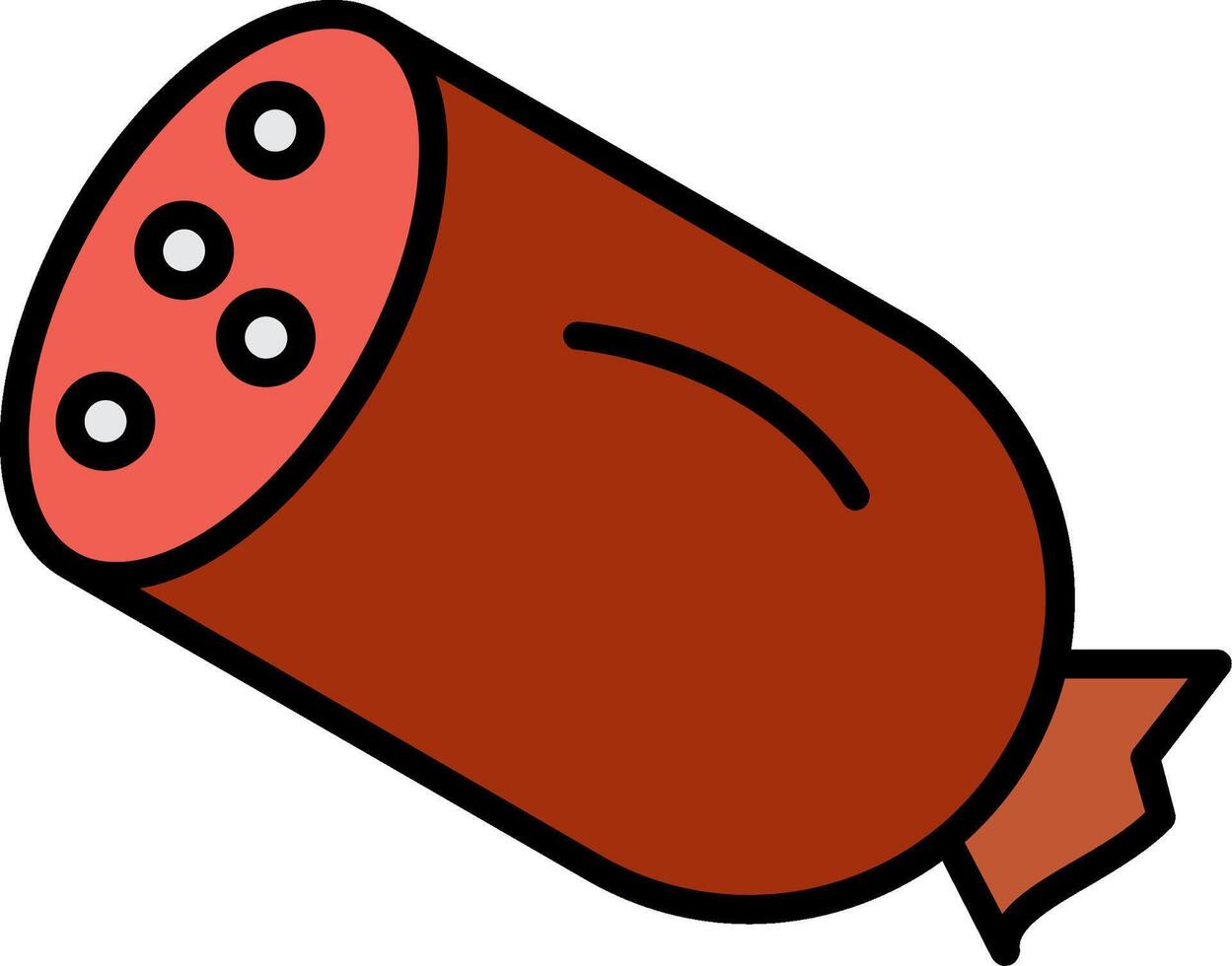 salami línea lleno icono vector