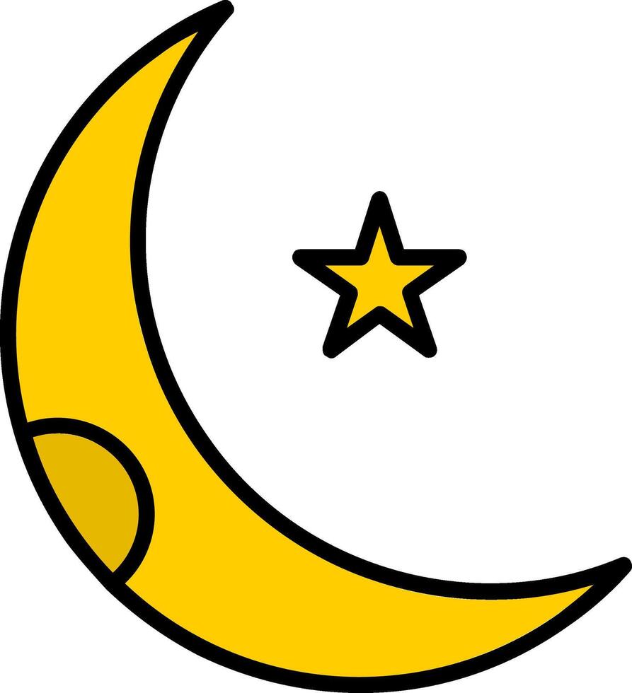 Moon Line Filled Icon vector