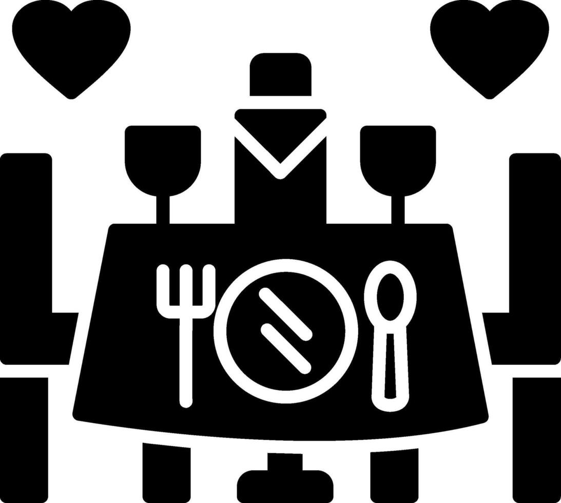 icono de glifo de cena de boda vector