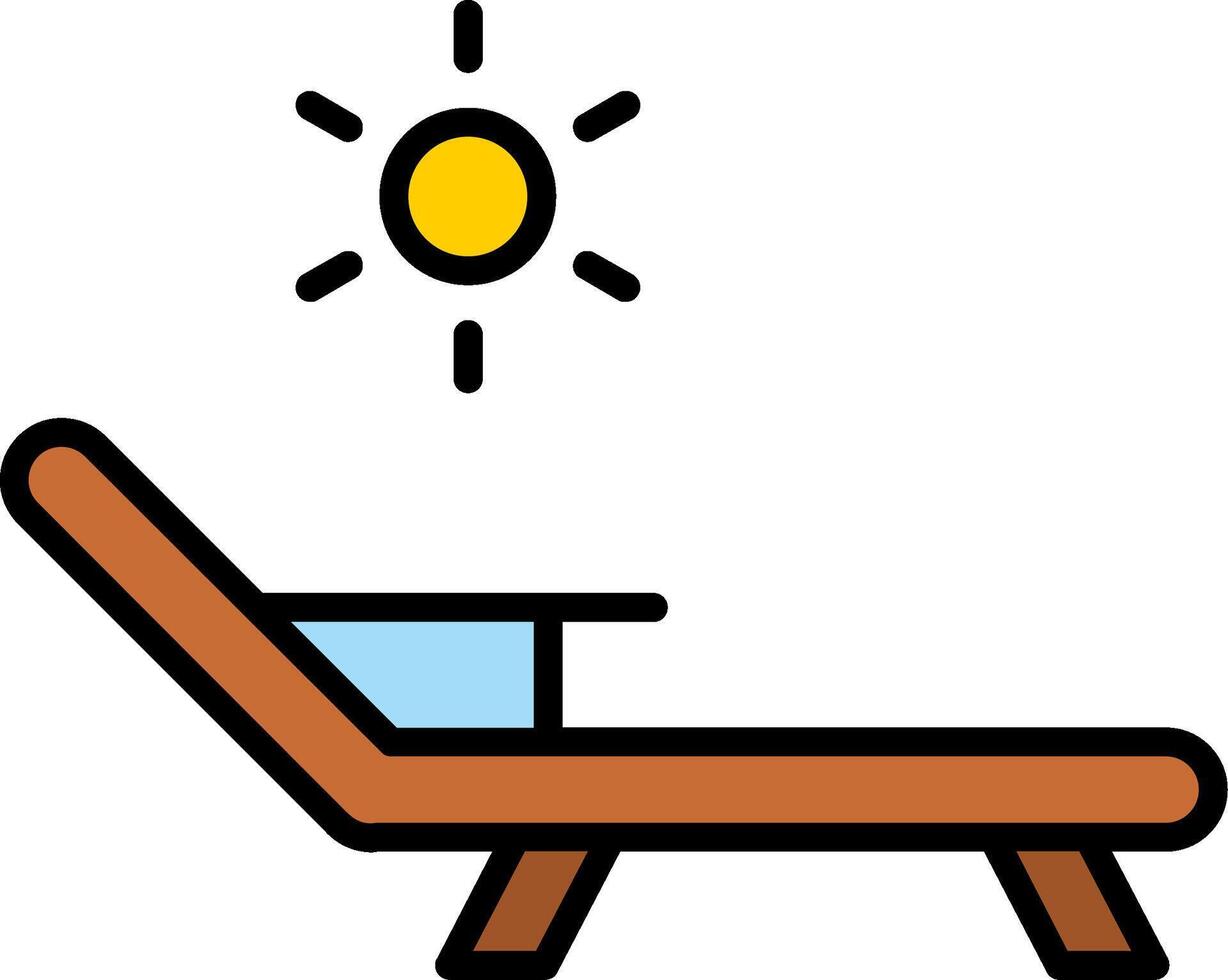 Deck Chair Line Filled Icon vector