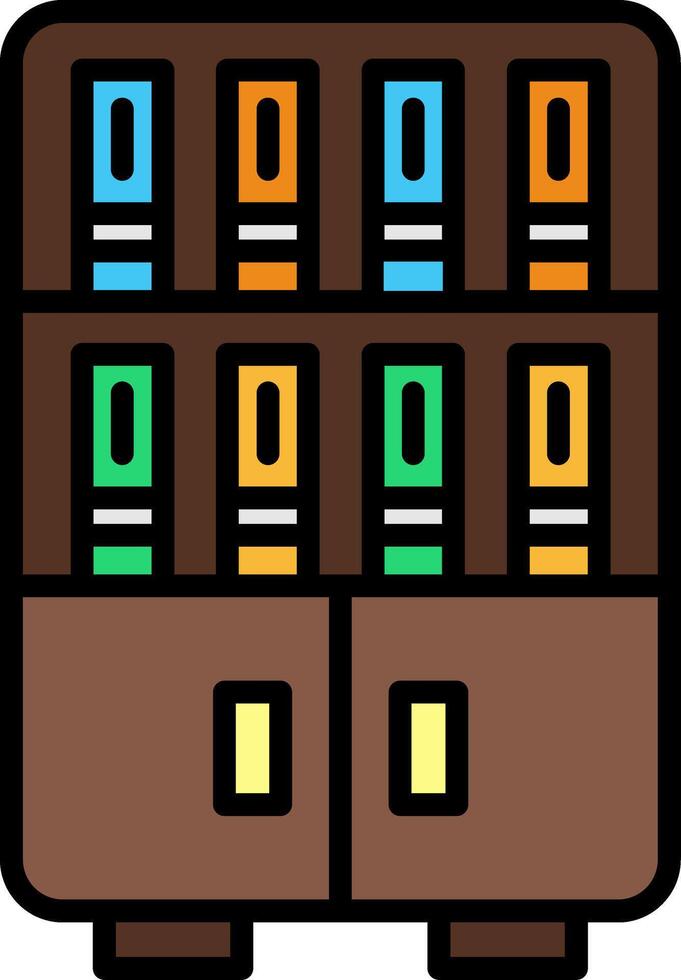 Bookshelf Line Filled Icon vector