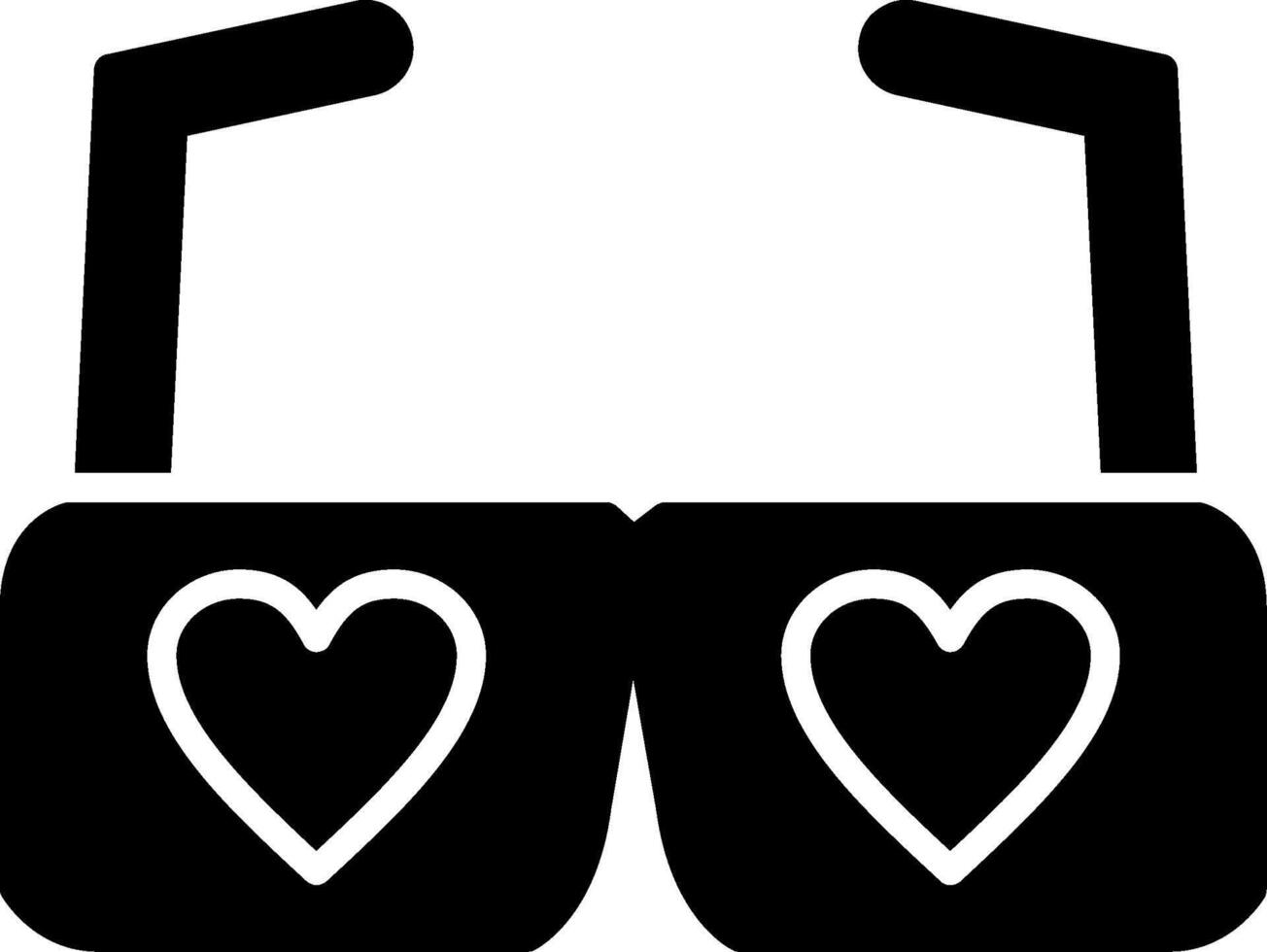 corazón lentes glifo icono vector