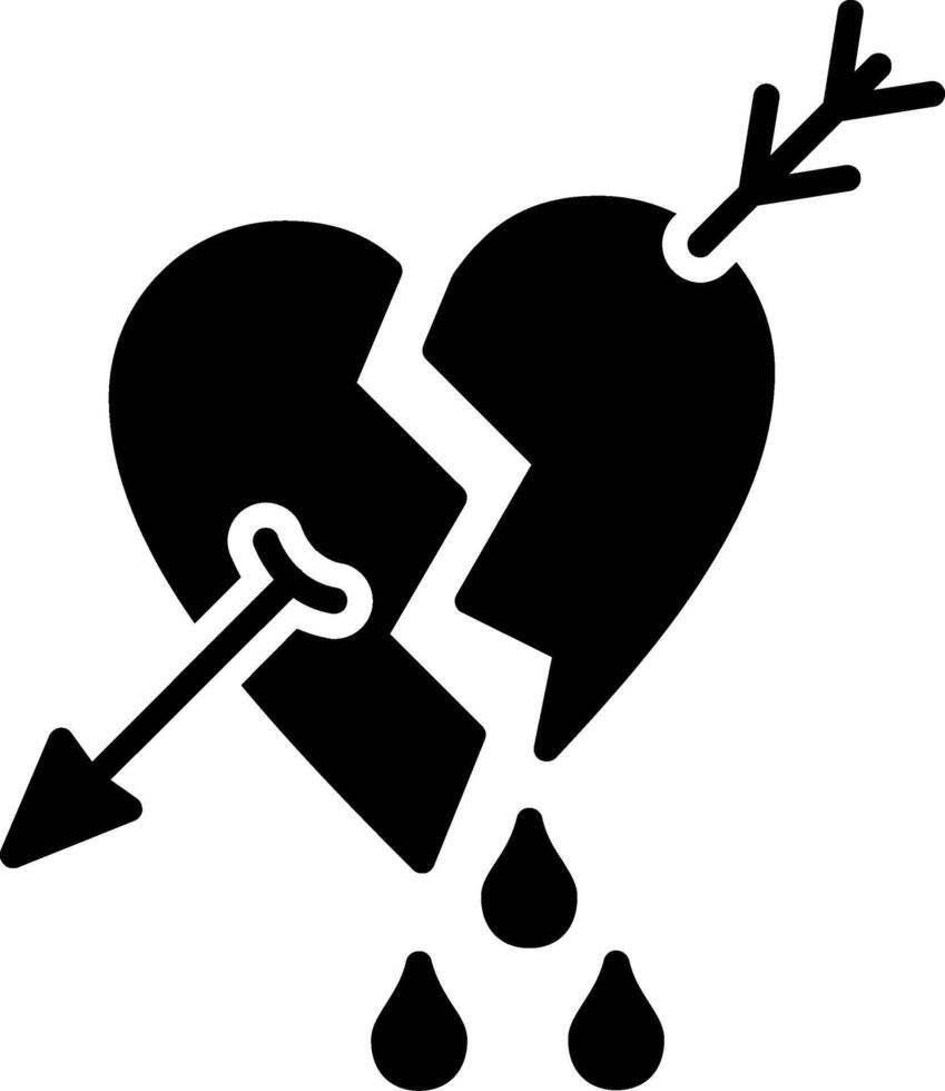 Broken Heart Glyph Icon vector