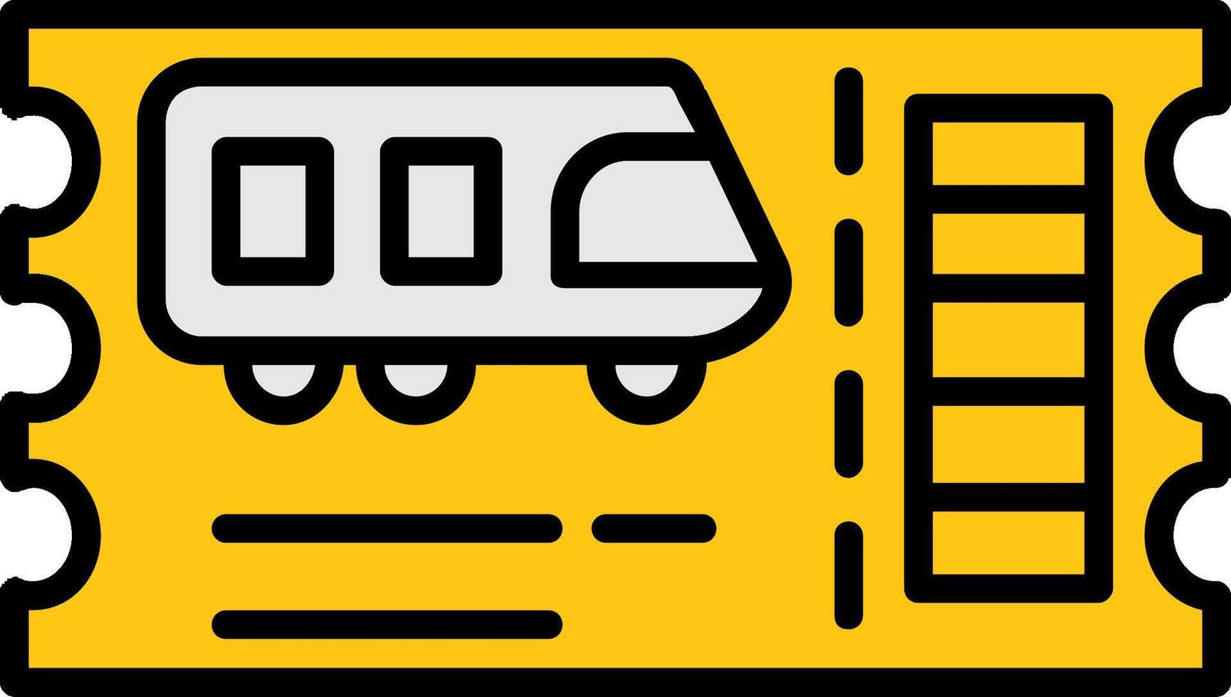 Train Ticket Line Filled Icon vector