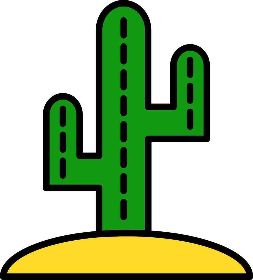 icono lleno de línea de cactus vector