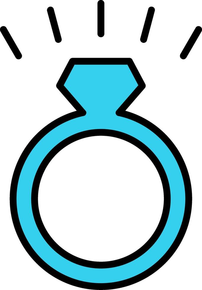 Diamond Ring Line Filled Icon vector