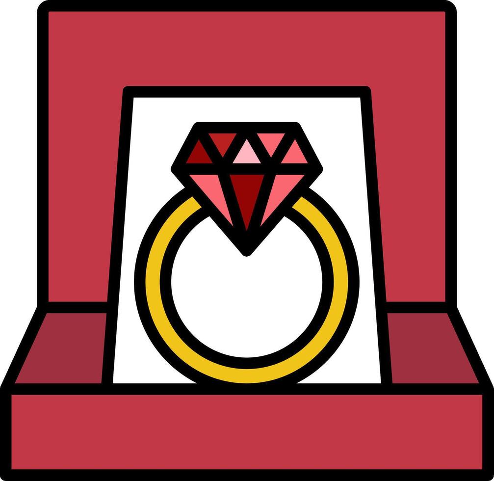 diamante anillo línea lleno icono vector