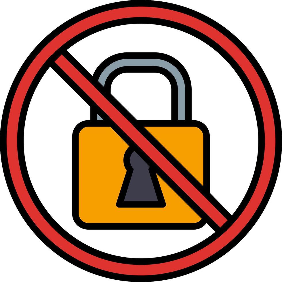 Prohibited Sign Line Filled Icon vector