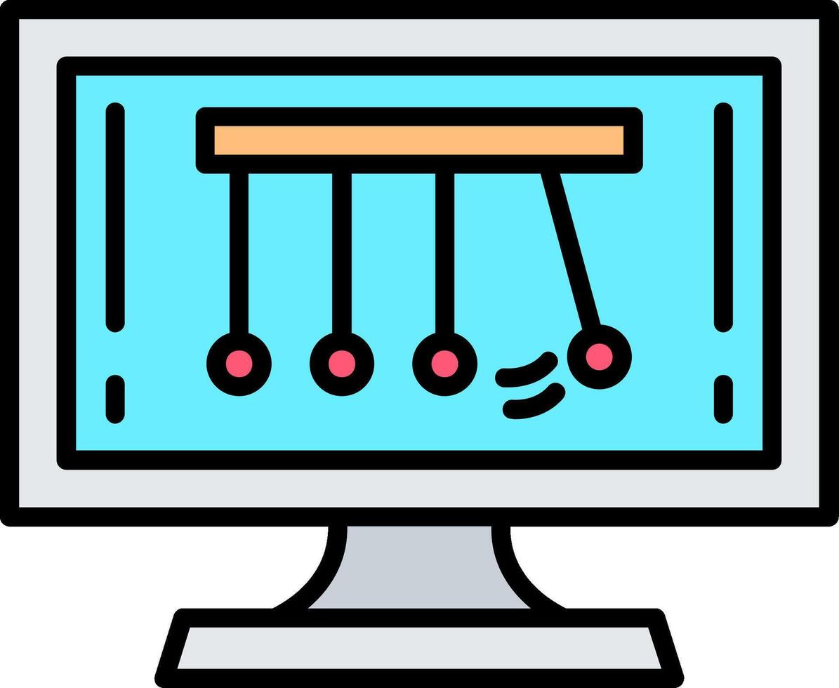 Newtons Cradle Line Filled Icon vector