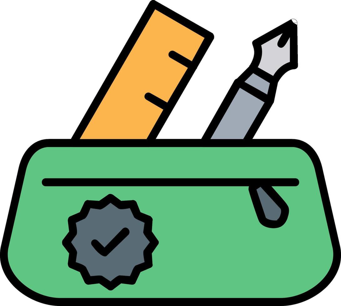 Pencil Case Line Filled Icon vector