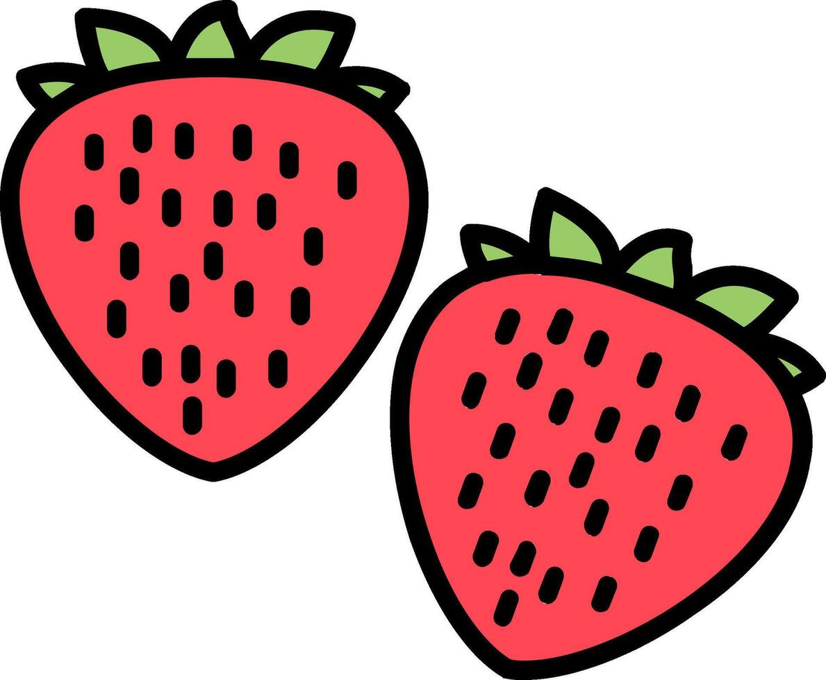 fresas línea lleno icono vector