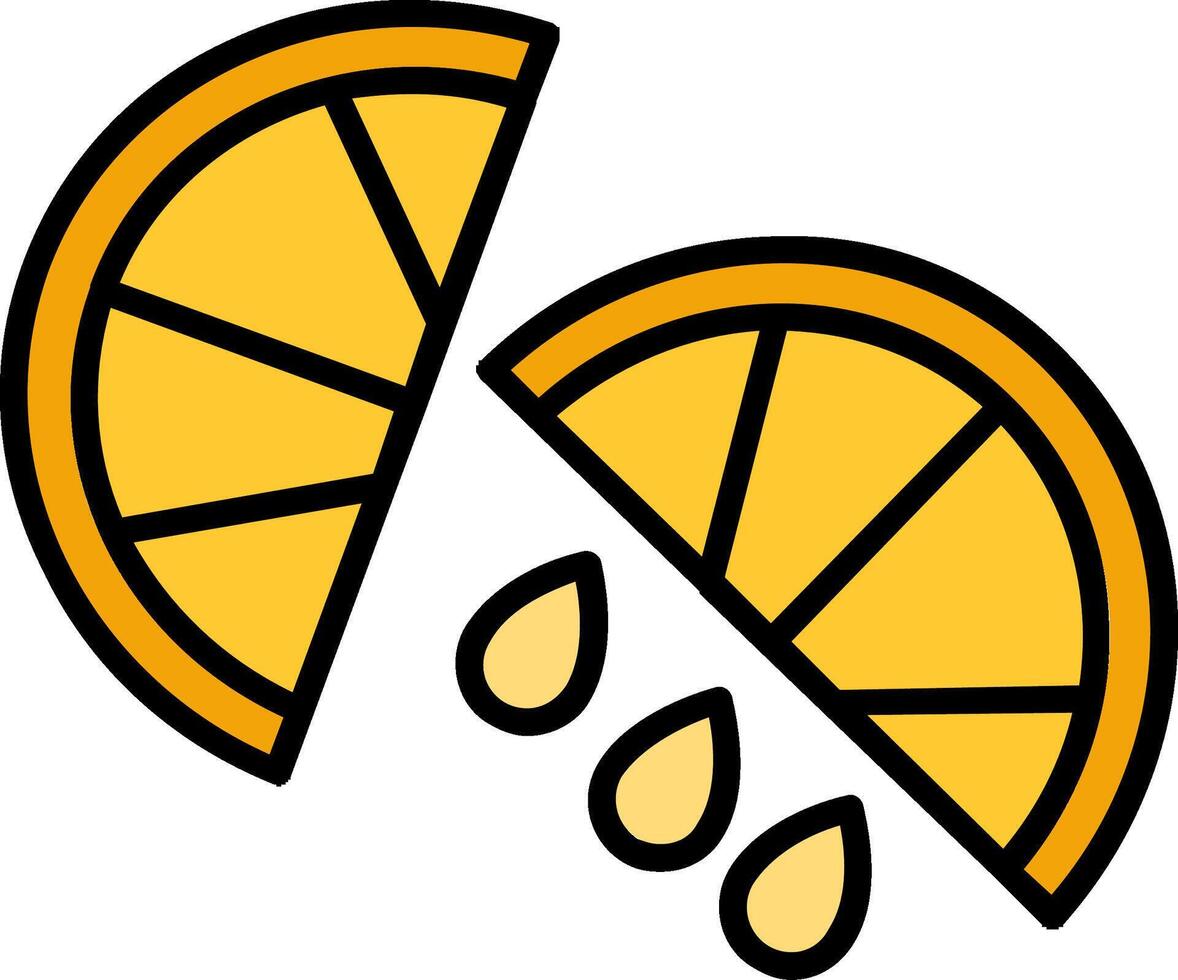 Lemon Slice Line Filled Icon vector