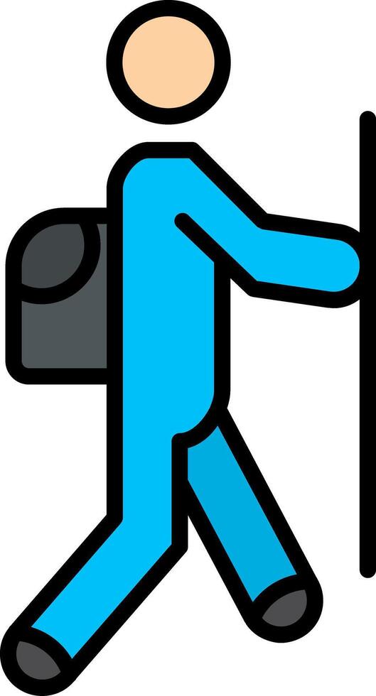 Hiker Line Filled Icon vector