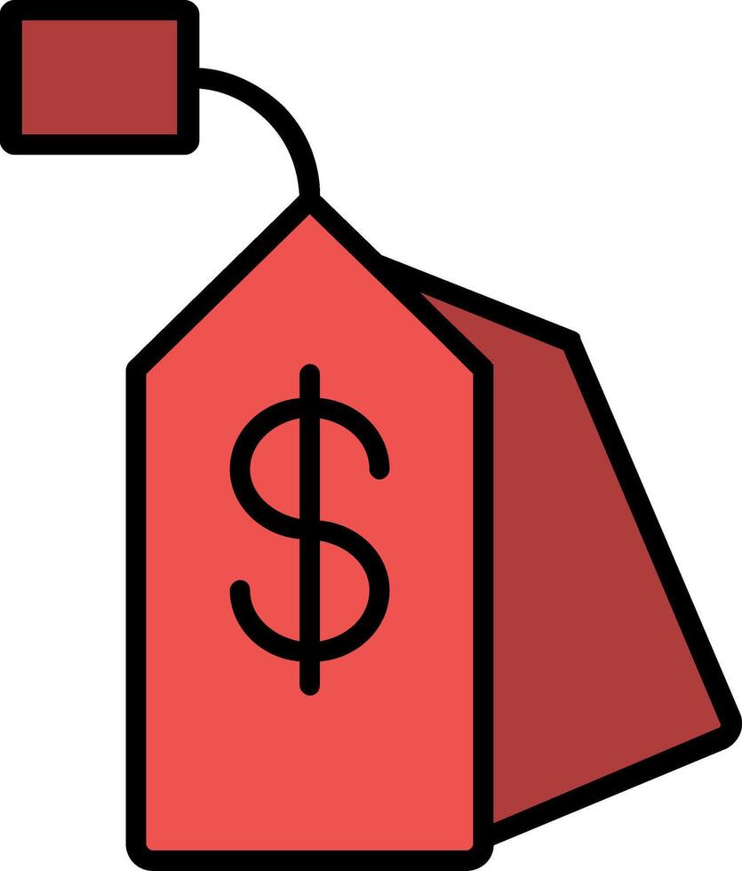 Price Tag Line Filled Icon vector