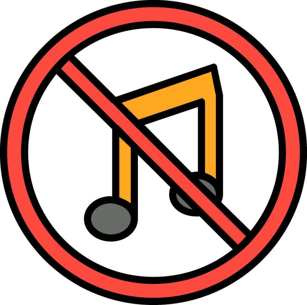 No Music Line Filled Icon vector