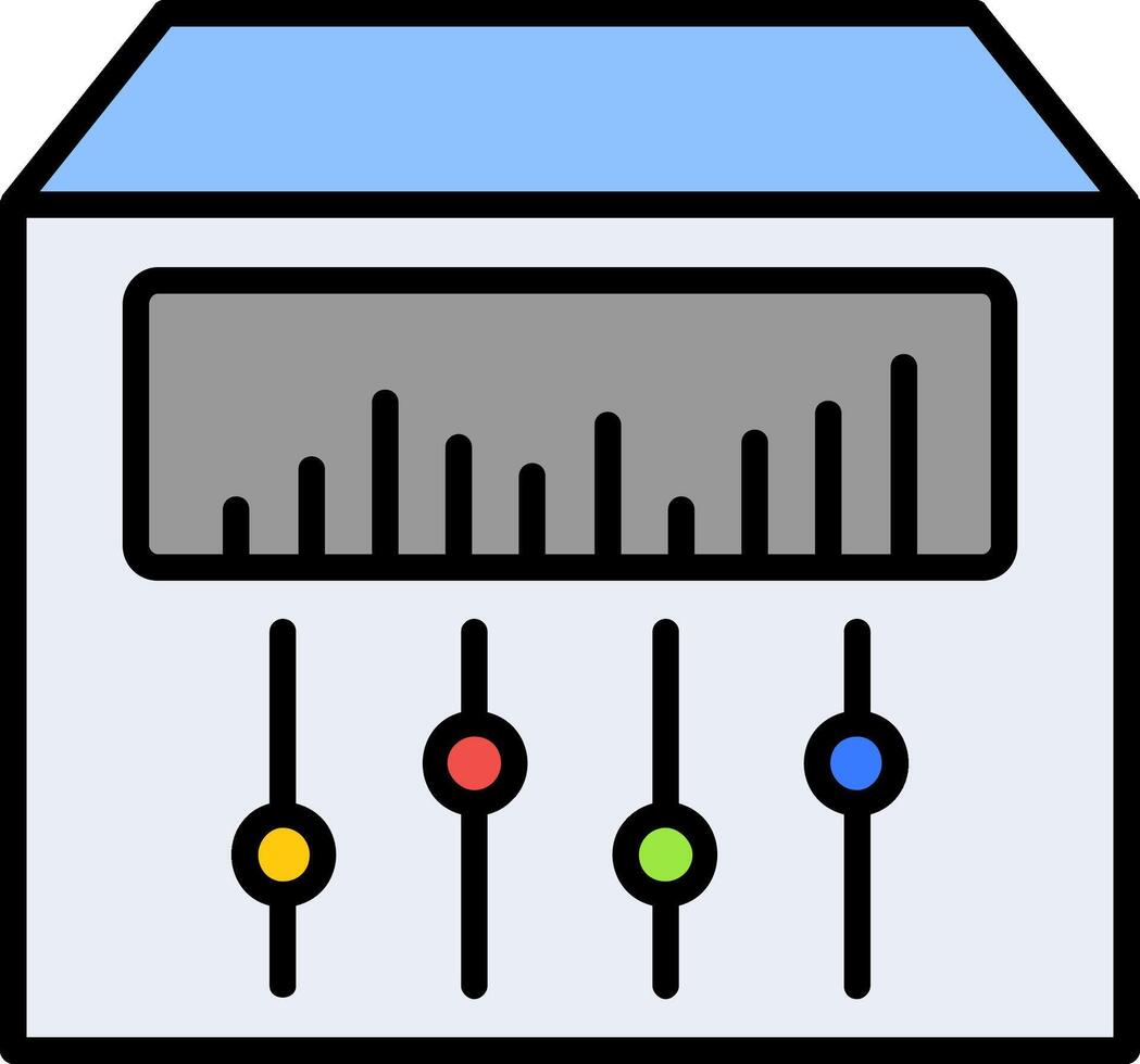 sonido mezclador línea lleno icono vector