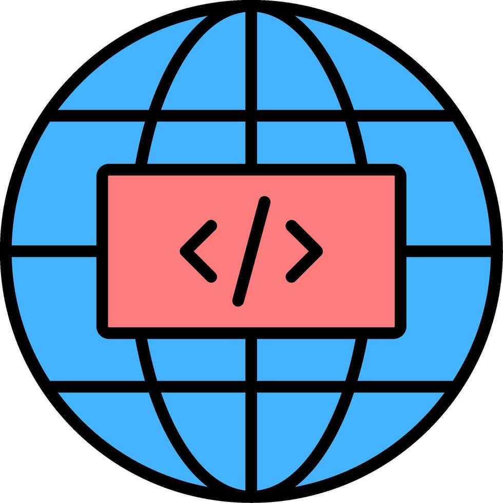 Earth Globe Line Filled Icon vector