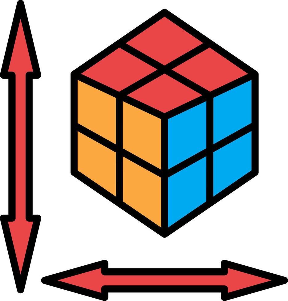 rubik línea lleno icono vector