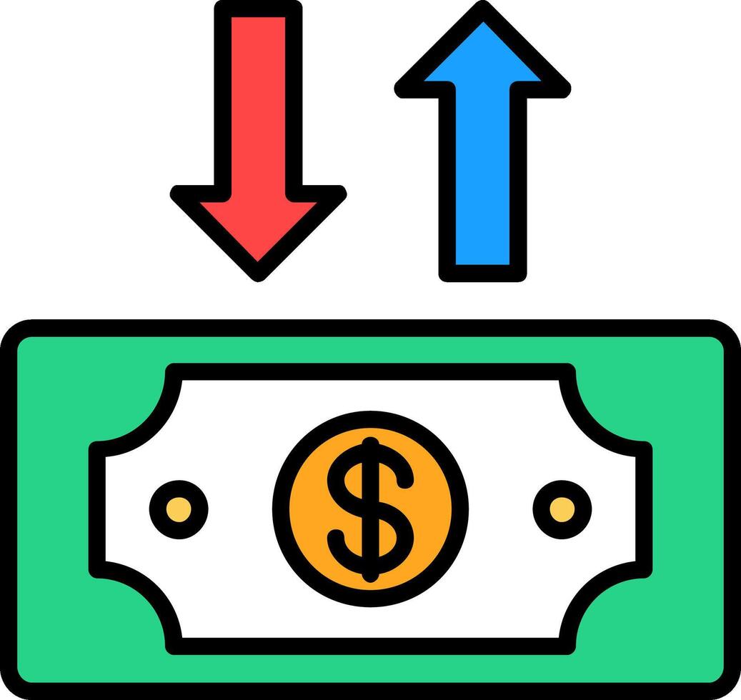 dólar cuenta línea lleno icono vector