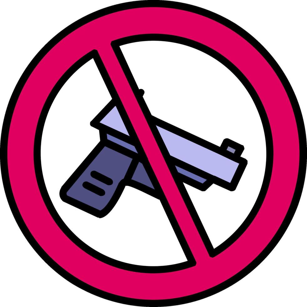 No Gun Line Filled Icon vector