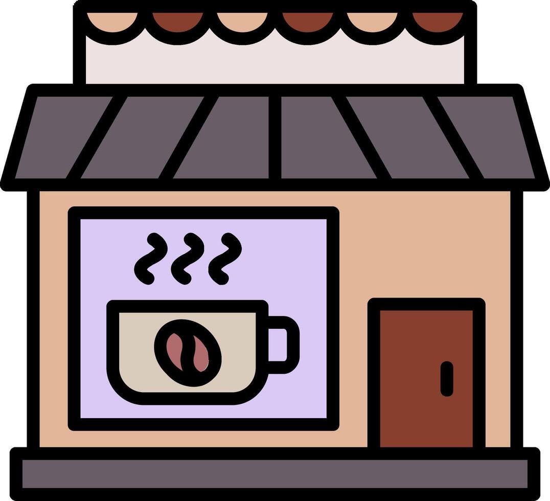 café línea lleno icono vector