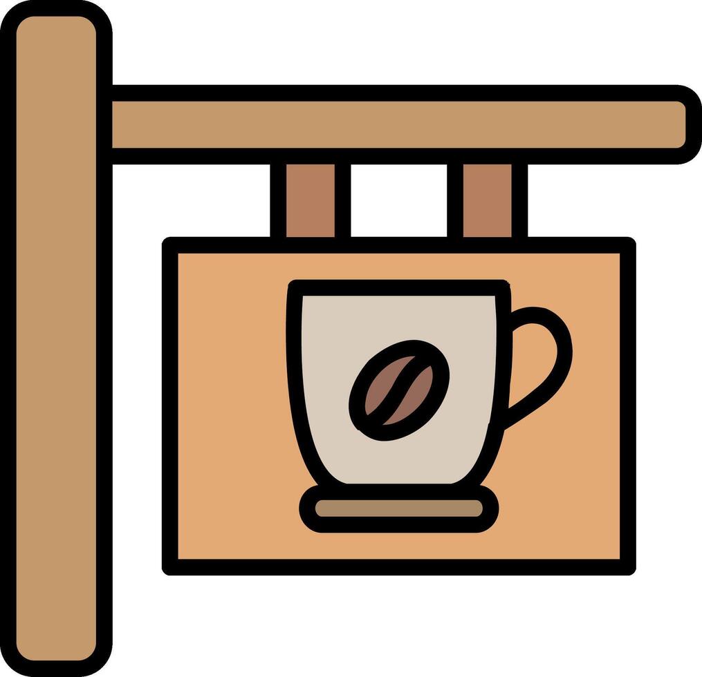 café señalización línea lleno icono vector