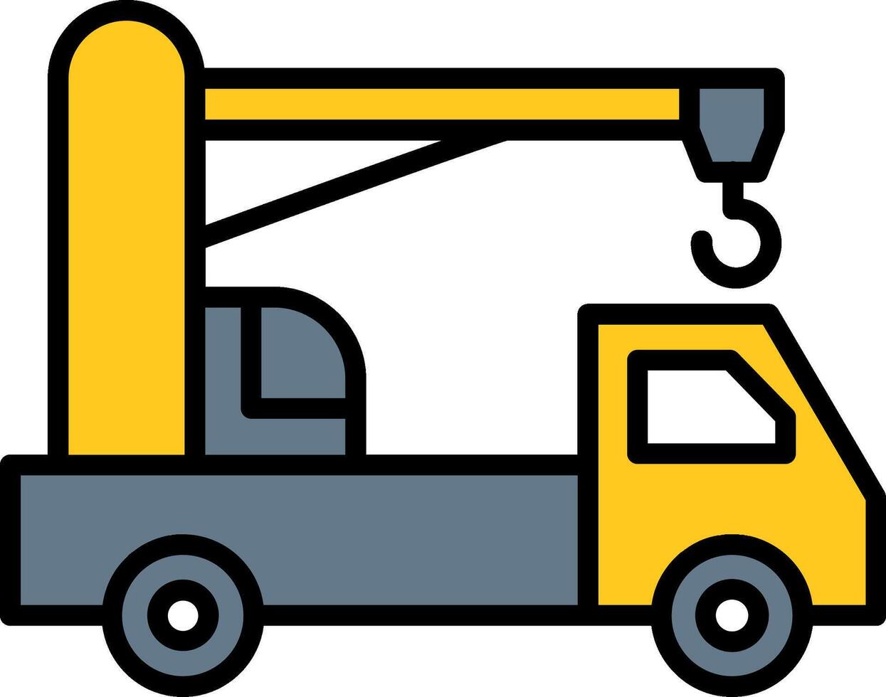 Crane Truck Line Filled Icon vector