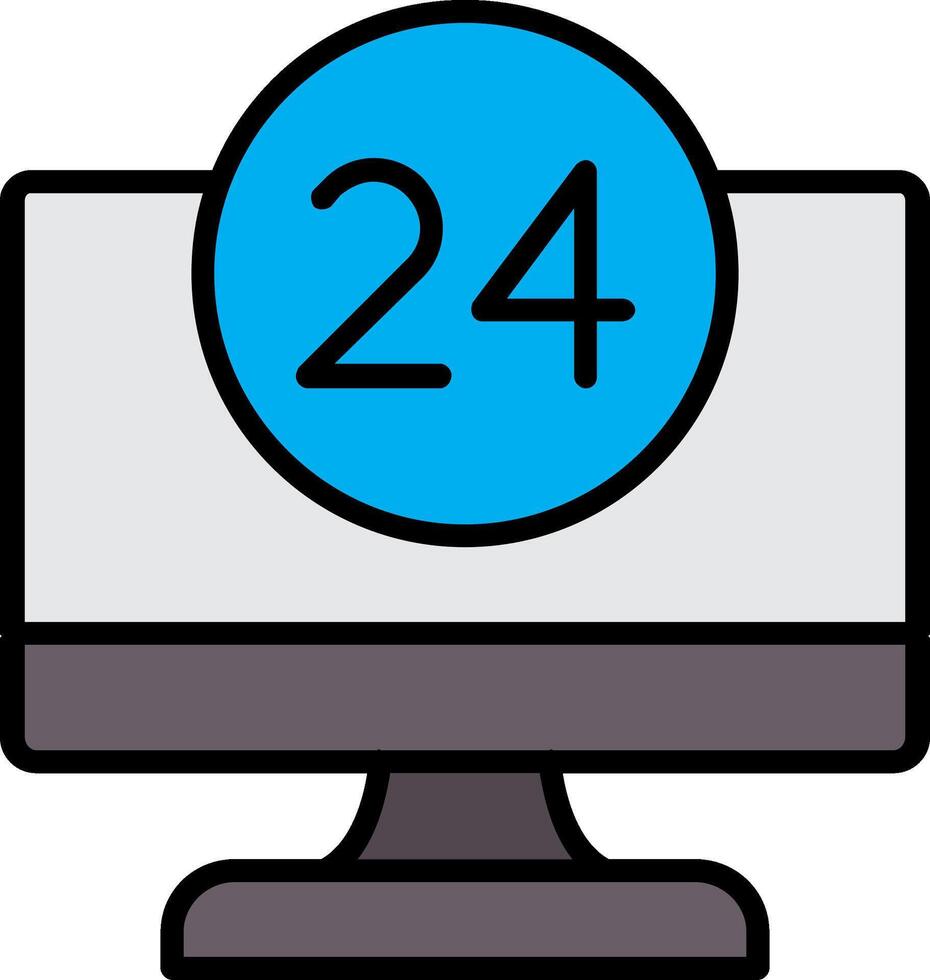 24 Hour Line Filled Icon vector