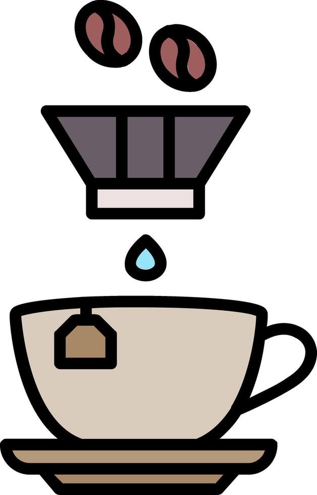 café filtrar línea lleno icono vector