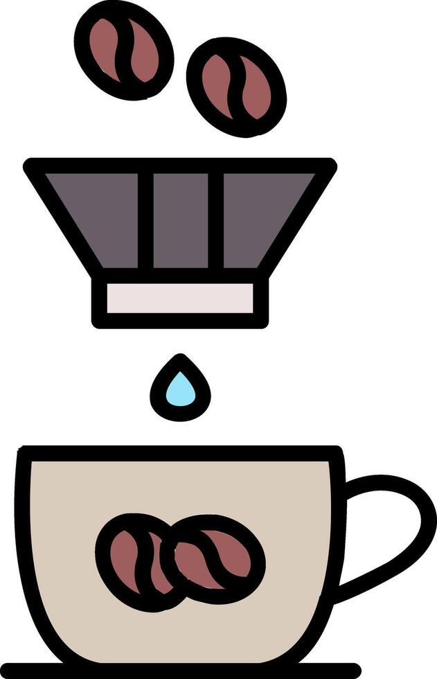 café filtrar línea lleno icono vector