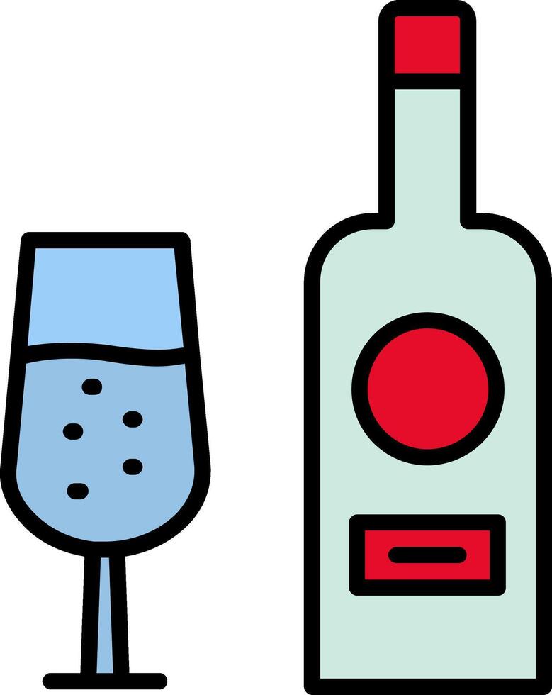 Wine Bottle Line Filled Icon vector