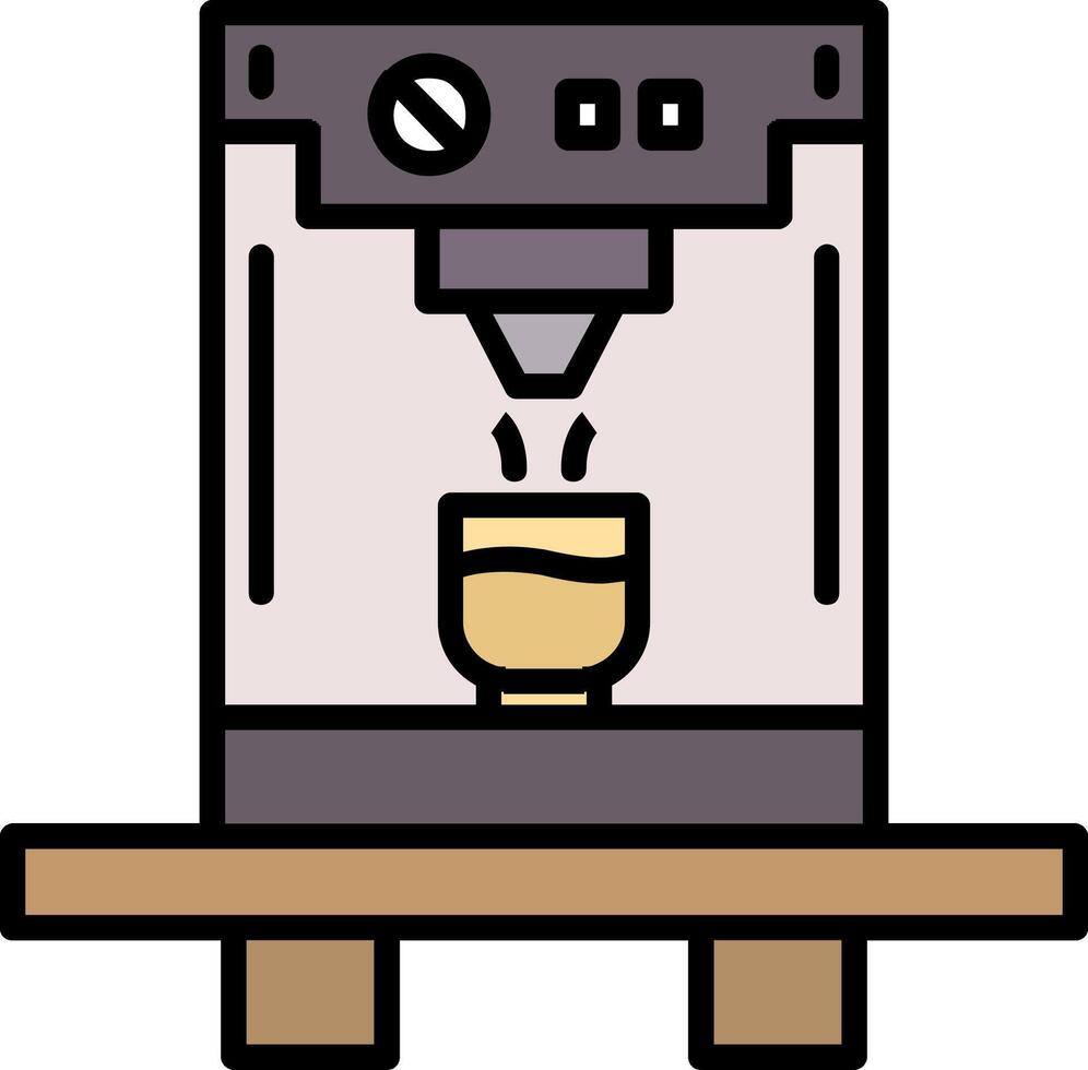 icono lleno de línea de máquina de café vector